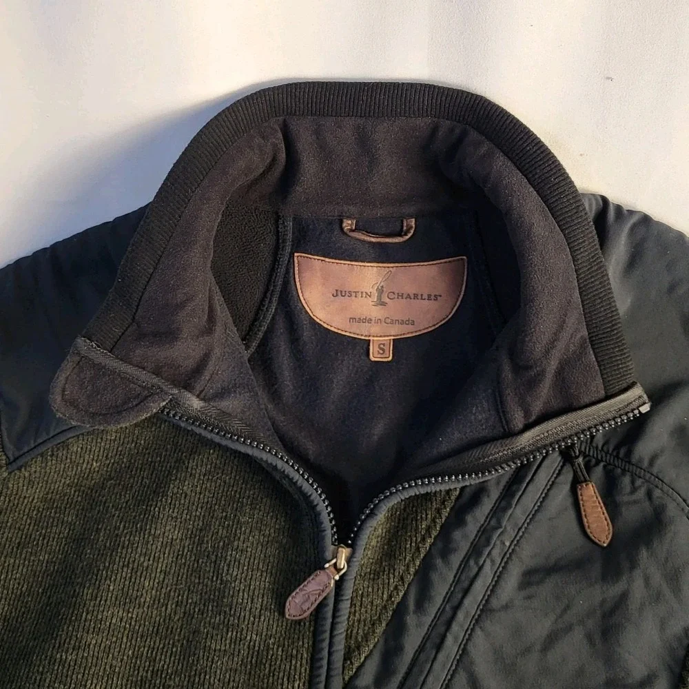 Justin Charles Men's Sm Wool Blend Full Zip Jacket Dark Green Black Canada